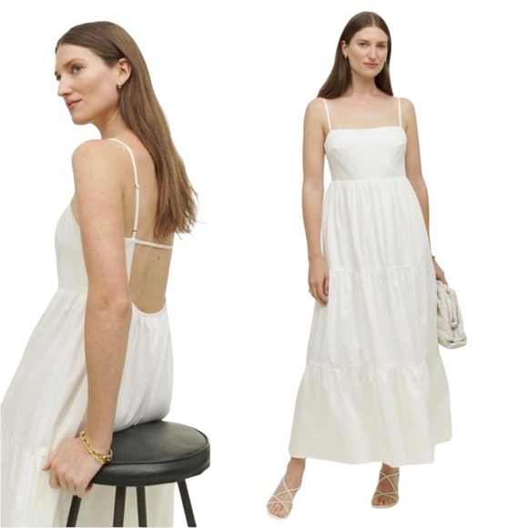Reformation Dresses & Skirts - NWT Reformation East White Organic Cotton Tiered Midi Dress Size L